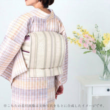 画像をギャラリービューアに読み込む, 博多織 夏 名古屋帯 伝統工芸品 八寸 薄ベージュに花唐草 薄ピンク