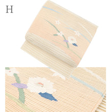 画像をギャラリービューアに読み込む, 絽綴れ 夏八寸帯 幾何学模様 絽つづれ夏帯 -花モチーフ柄- お仕立て上がり八寸名古屋帯 正絹 絹100% 松葉仕立て 生成り ベージュ (選べる8柄)