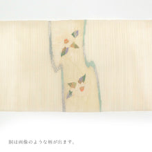 画像をギャラリービューアに読み込む, 【訳あり】 名古屋帯 絽綴れ ベージュ地 紅葉流水 牡丹 正絹 絹100% (ベージュ)