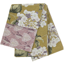 画像をギャラリービューアに読み込む, 《召しませ華》黄色にサクラソウ プリムラ(イエロー) リバーシブル半巾帯