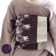 画像をギャラリービューアに読み込む, 《召しませ華》臙脂にカズラ花 Vine flower リバーシブル半巾帯