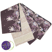 画像をギャラリービューアに読み込む, 《召しませ華》臙脂にカズラ花 Vine flower リバーシブル半巾帯