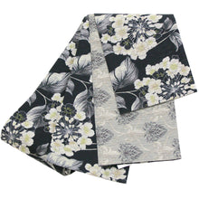 画像をギャラリービューアに読み込む, 《召しませ華》黒地にサクラソウ プリムラ(ブラック) リバーシブル半巾帯