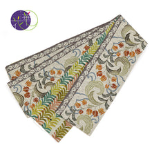 画像をギャラリービューアに読み込む, 《召しませ華》ベージュに唐草調 すずらん(ベージュ) リバーシブル半巾帯