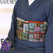 画像をギャラリービューアに読み込む, 《召しませ華》ティン缶 ビンテージ ボトル Vintage リバーシブル半巾帯