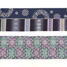 画像をギャラリービューアに読み込む, 《召しませ華》差分 小紋柄 紺 コモンタイム(ネイビー) リバーシブル半巾帯