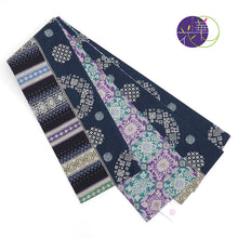 画像をギャラリービューアに読み込む, 《召しませ華》差分 小紋柄 紺 コモンタイム(ネイビー) リバーシブル半巾帯