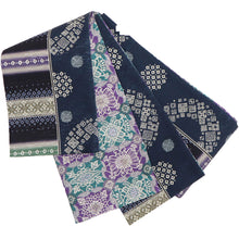 画像をギャラリービューアに読み込む, 《召しませ華》差分 小紋柄 紺 コモンタイム(ネイビー) リバーシブル半巾帯