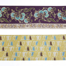 画像をギャラリービューアに読み込む, 《召しませ華》パープル 撫子浪漫 なでしこ(ブルー) リバーシブル半巾帯