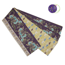 画像をギャラリービューアに読み込む, 《召しませ華》パープル 撫子浪漫 なでしこ(ブルー) リバーシブル半巾帯