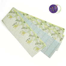 画像をギャラリービューアに読み込む, 《召しませ華》ベージュにカズラ花 Vine flower(イエロー) リバーシブル半巾帯