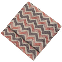 画像をギャラリービューアに読み込む, 《ギャラリー凛》タッサーシルク カンタ刺子 手織り・型染め ブラウンと赤茶のシェブロン柄 名古屋帯