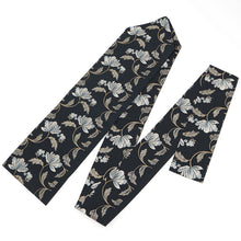 画像をギャラリービューアに読み込む, 名古屋帯 黒 刺繍帯《ギャラリー凛》ブラック 黒地に花唐草 ブルー 花 刺繍 名古屋帯