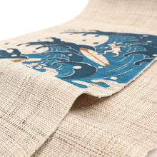 画像をギャラリービューアに読み込む, 京袋帯《召しませ華》お仕立て上がり 全通お太鼓柄 ベージュに波に乗る兎たち 波乗りウサギ ( ブルー )