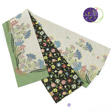 画像をギャラリービューアに読み込む, 《召しませ華》グレーベージュにミモザ ミモザB(ベージュ) リバーシブル半巾帯