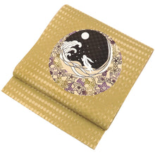 画像をギャラリービューアに読み込む, 京袋帯 お仕立て上がり 正絹 染京ふくろ帯 全通お太鼓柄 カラシに月の満ち欠け 月うさぎ ( からし )