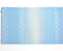 画像をギャラリービューアに読み込む, 京袋帯 《召しませ華》 お仕立て上がり 全通お太鼓柄 麻 水色に切子風鈴とシロクマ 風鈴ブランコ