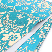 画像をギャラリービューアに読み込む, 京袋帯 《召しませ華》 お仕立て上がり 正絹 全通 ターコイズブルーに洋風 花更紗(ブルー)