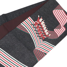 画像をギャラリービューアに読み込む, 《召しませ華》お仕立て上がり 全通お太鼓柄 アルジョンテ ラメ 黒地 サンタクロース リボン ラインダンス 京袋帯(ブラック)