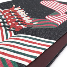 画像をギャラリービューアに読み込む, 《召しませ華》お仕立て上がり 全通お太鼓柄 アルジョンテ ラメ 黒地 サンタクロース リボン ラインダンス 京袋帯(ブラック)