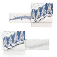 画像をギャラリービューアに読み込む, 《召しませ華》お仕立て上がり 全通お太鼓柄 アルジョンテ ラメ 白地 雪原 サンタクロース ソリ 雪のトナカイ 京袋帯(ホワイト)