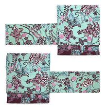 画像をギャラリービューアに読み込む, 京袋帯《召しませ華》お仕立て上がり 全通お太鼓柄 麻 ミントグリーンに紅型調 花そよぎ