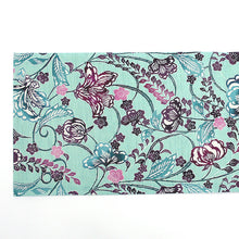 画像をギャラリービューアに読み込む, 京袋帯《召しませ華》お仕立て上がり 全通お太鼓柄 麻 ミントグリーンに紅型調 花そよぎ