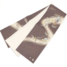 画像をギャラリービューアに読み込む, 京袋帯 《wakka》 お仕立て上がり 全通お太鼓柄 麻 近江の麻 ブラウンに妖怪 百鬼夜行 なんかようかい?(墨色)