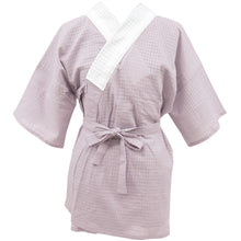 画像をギャラリービューアに読み込む, オリジナル半襦袢 半衿・衣紋抜き・紐付き 女性用 「高島ちぢみ」白・藤 〔M・L・2L〕