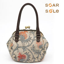 画像をギャラリービューアに読み込む, がま口バッグ 《SOAR SOLe》ソアソウル インポート ジャガード生地 Marple マープル 更紗調 花唐草 ベージュ