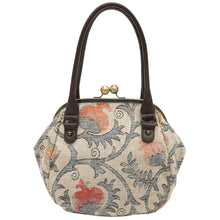 画像をギャラリービューアに読み込む, がま口バッグ 《SOAR SOLe》ソアソウル インポート ジャガード生地 Marple マープル 更紗調 花唐草 ベージュ