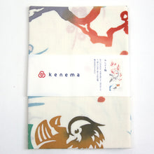 画像をギャラリービューアに読み込む, 手ぬぐい 冬の花圃「おしどり梅 50129」《kenema けねま》生成り/アイボリー/梅/正月/鳥/手拭い/てぬぐい