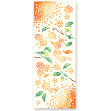 画像をギャラリービューアに読み込む, 手ぬぐい 秋の花圃「目白金木犀(めじろきんもくせい) 50166」《kenema けねま》白/ホワイト/メジロ/キンモクセイ/オレンジ/手拭い/てぬぐい