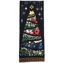 画像をギャラリービューアに読み込む, 注染 手ぬぐい 【kenema】クリスマス「ステンドガラスツリー 50171」《kenema けねま》黒/ブラック/クリスマスツリー/オーナメント/サンタクロース/手拭い/てぬぐい