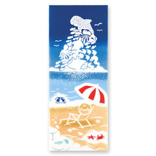 画像をギャラリービューアに読み込む, 手ぬぐい 夏の風物詩「夏の浜辺 50188」《kenema けねま》白地/海/入道雲/海水浴/手拭い/てぬぐい