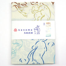 画像をギャラリービューアに読み込む, 手ぬぐい 鳥獣戯画「温泉 50195」《kenema けねま》クリーム地/うさぎ/カエル/手拭い/てぬぐい