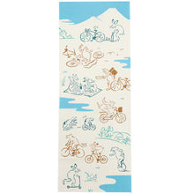 画像をギャラリービューアに読み込む, 注染 手ぬぐい 【kenema】鳥獣戯画「自転車 50210」《kenema けねま》生成り/ベージュ/サイクリング/一輪車/キックボード/手拭い/てぬぐい