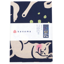 画像をギャラリービューアに読み込む, 注染 手ぬぐい 【kenema】花火「はなびいる 50214」《kenema けねま》濃紺/ダークネイビー/ネコ/ねこ/ビール/お酒/乾杯/夏/手拭い/てぬぐい