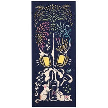 画像をギャラリービューアに読み込む, 注染 手ぬぐい 【kenema】花火「はなびいる 50214」《kenema けねま》濃紺/ダークネイビー/ネコ/ねこ/ビール/お酒/乾杯/夏/手拭い/てぬぐい