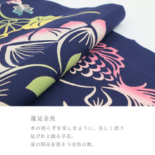 画像をギャラリービューアに読み込む, 注染手ぬぐい【kenema】金魚「蓮見金魚50287」《kenemaけねま》ネイビー/紺地/シンメトリー/蓮/金魚/夏/手拭い/てぬぐい【メール便OK】【MY】
