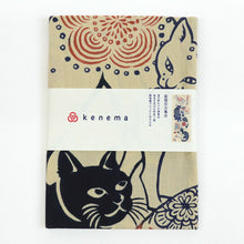 画像をギャラリービューアに読み込む, 注染手ぬぐい【kenema】花火「盆猫花火集会50314」《kenemaけねま》ベージュ/花火大会/ネコ/ねこ/夏/手拭い/てぬぐい【メール便OK】【MY】