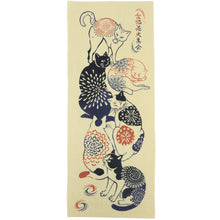 画像をギャラリービューアに読み込む, 注染手ぬぐい【kenema】花火「盆猫花火集会50314」《kenemaけねま》ベージュ/花火大会/ネコ/ねこ/夏/手拭い/てぬぐい【メール便OK】【MY】