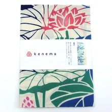 画像をギャラリービューアに読み込む, 手ぬぐい 夏の花圃「蓮花 53346」《kenema けねま》生成り地/ハス/蓮の葉/蓮の花/手拭い/てぬぐい