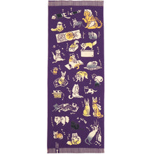 画像をギャラリービューアに読み込む, 手ぬぐい 梨園染め「手ぬぐい猫 1526」《戸田屋商店》猫/ネコ/紫/手拭い/てぬぐい