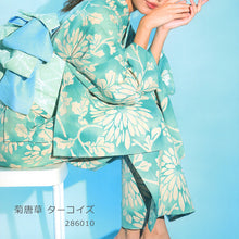 画像をギャラリービューアに読み込む, 浴衣 反物 《源氏物語》 日本製 注染 綿麻 花柄 菊 牡丹 百合 花唐草 菊唐草 朝顔 (全8柄)