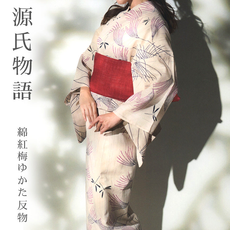 源氏物語 浴衣反物 東京別染 浴衣 反物 《源氏物語》 日本製 注染 染め 本染 綿麻 トンボ ススキ