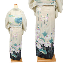画像をギャラリービューアに読み込む, 浴衣 《 撫松庵 》 お仕立て上がり 単品 東レセオアルファ 着てみてわかる 蓮 ベージュ