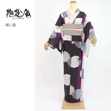 画像をギャラリービューアに読み込む, 浴衣 《 撫松庵 》 お仕立て上がり 単品 東レセオアルファ 着てみてわかる 縞に蕗(コゲチャ)