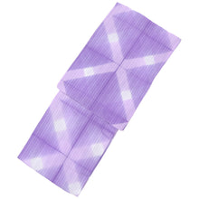 画像をギャラリービューアに読み込む, 【訳あり】浴衣 単品 パープル お仕立て上がり浴衣 レディース浴衣 知多木綿 綿100% 有松鳴海絞 板締め絞り 斜め格子 紫 パープル