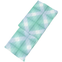 画像をギャラリービューアに読み込む, 【訳あり】浴衣 単品 グリーン お仕立て上がり浴衣 レディース浴衣 知多木綿 綿100% 有松鳴海絞 板締め絞り 斜め格子 セージ ブルーグリーン